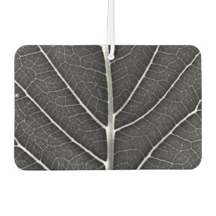 Black and white glowing leaf close-up car air freshener