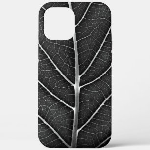 Black and white glowing leaf close-up iPhone 12 pro max case