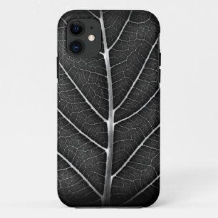 Black and White Glowing Leaf Close-Up iPhone 11 Case