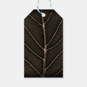 Black and white glowing leaf close-up gift tags