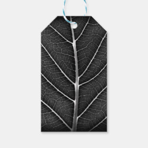 Black and White Glowing Leaf Close-Up Gift Tags