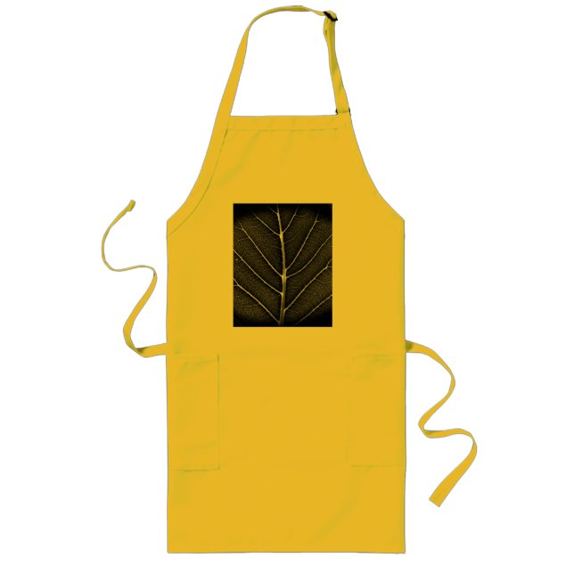 Black and white glowing leaf close-up long apron (Front)