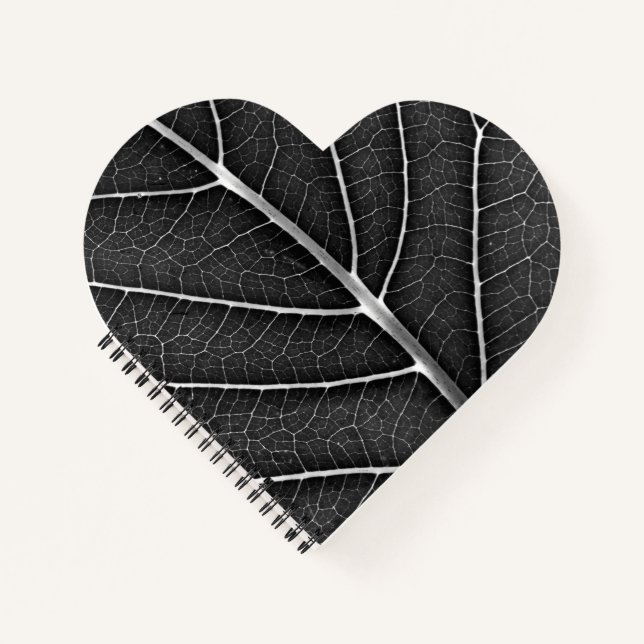 Black and white glowing leaf close-up notebook (Front)