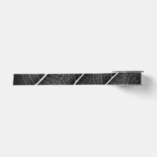 Black and white glowing leaf close-up satin ribbon