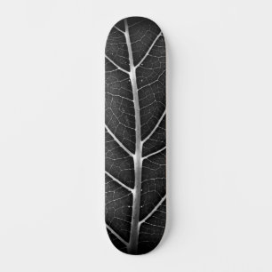 Black and white glowing leaf close-up skateboard