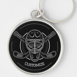 Black And White Goalie Mask Key Ring