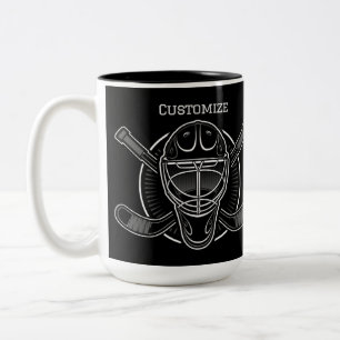 Black And White Goalie Mask Two-Tone Coffee Mug