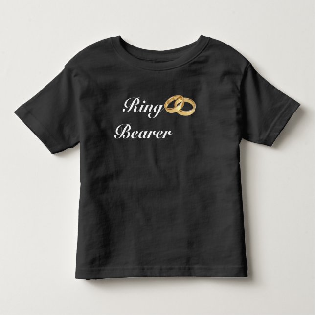 Black and White | Gold Wedding Rings Ring Bearer Toddler T-Shirt (Front)