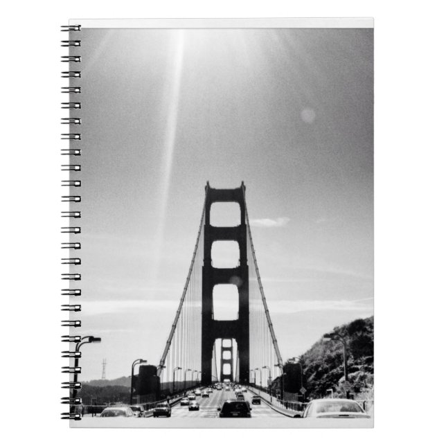 Black and White Golden Gate Bridge Notebook (Front)
