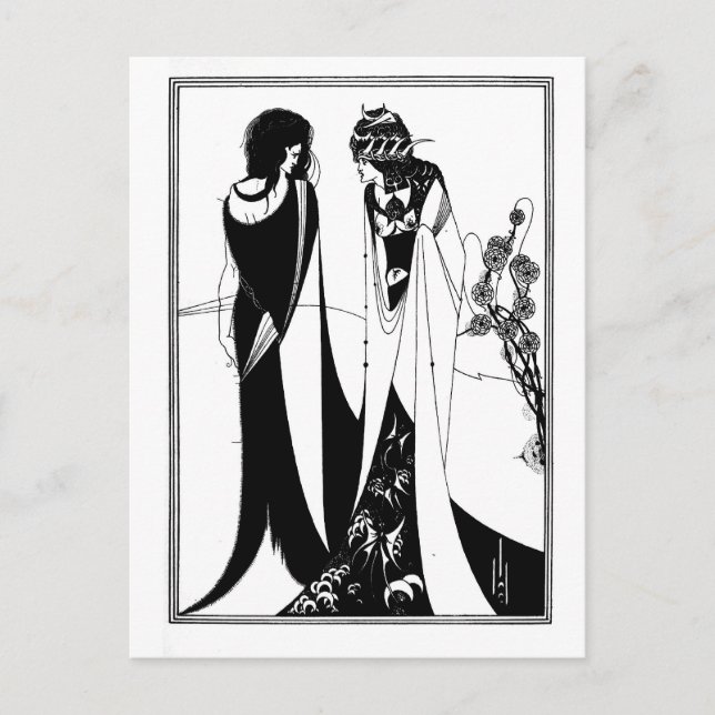 Black and white goth gothic art nouveau Salome Postcard (Front)