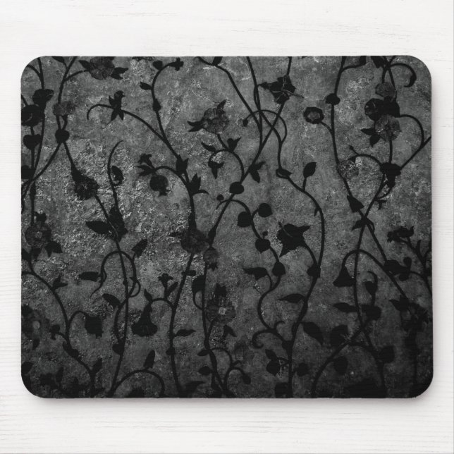 Black and White Gothic Antique Floral Mouse Pad (Front)