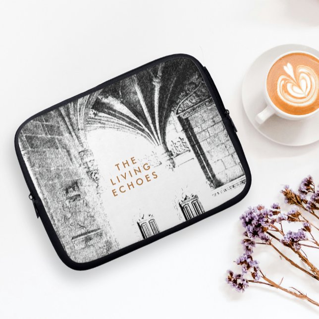 Black and White Gothic Architecture Sketch Laptop Sleeve (Creator Uploaded)