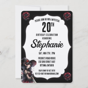 Black and White Gothic Birthday Invitation