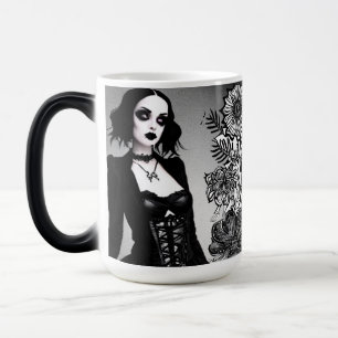 Black and White Gothic Girl  Magic Mug