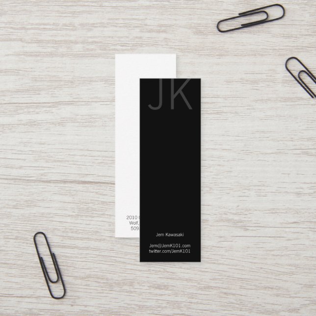 Black and White Gothic Mini Business Card (Front/Back In Situ)