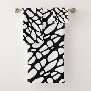 Black and White Gothic Organic Web Pattern Bath Towel Set