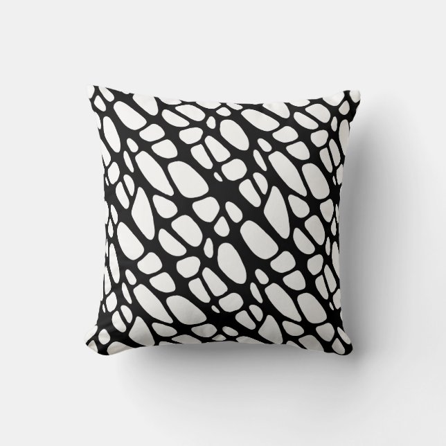 Black and White Gothic Organic Web Pattern Cushion (Front)