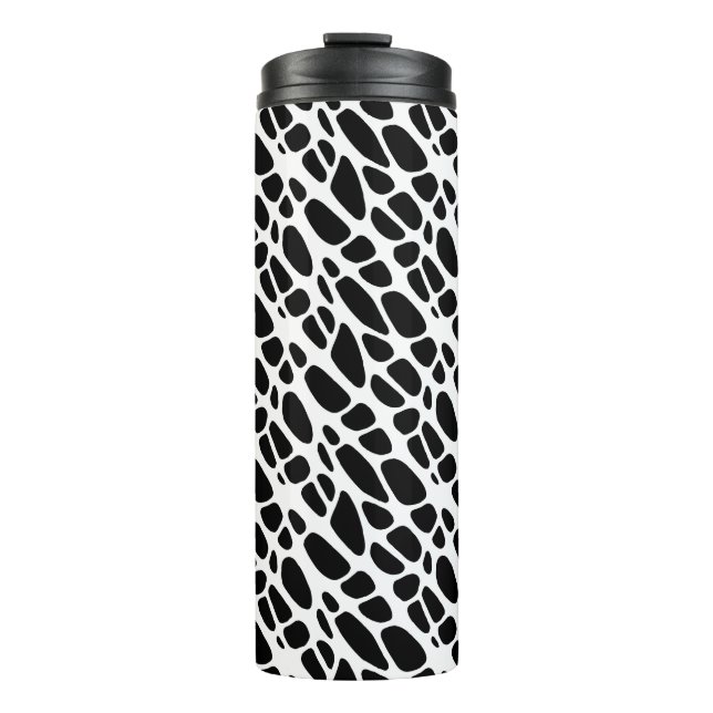 Black and White Gothic Organic Web Pattern Thermal Tumbler (Front)