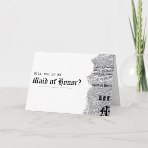 Black and White Gothic Rep Maid of Honor Proposal Card