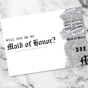 Black and White Gothic Rep Maid of Honor Proposal Card
