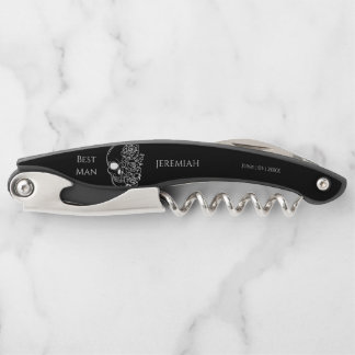 Black and white Gothic Wedding Best Man Corkscrew