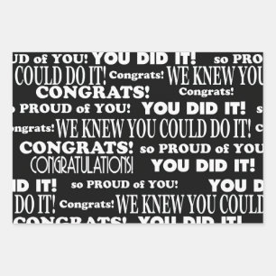 Black and White Grad Congrats Wrapping Paper Sheet