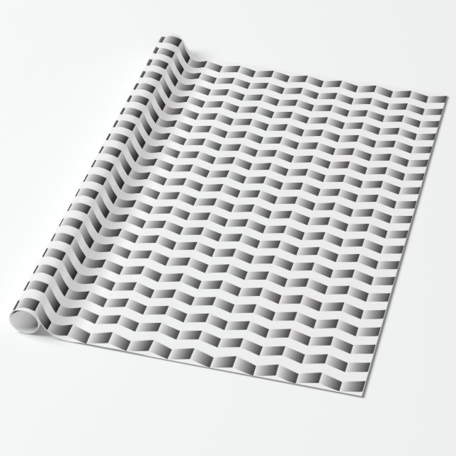 Black and White Gradient Chevron Wrapping Paper (Unrolled)