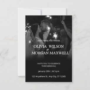 Black and White Gradient Wedding Invitation