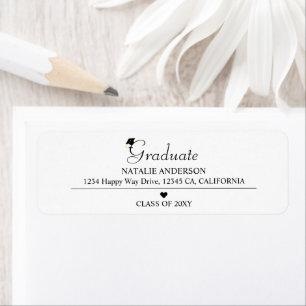 Black and White Graduate Graduation Return Address Return Address Label