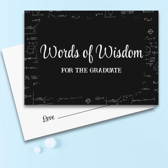 Black and White Graduate Words of Wisdom Advice Enclosure Card (Creator Uploaded)