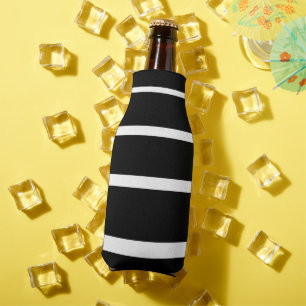 Black and White Graduated Stripes Bottle Cooler