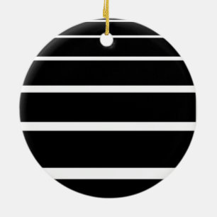 Black and White Graduated Stripes Ceramic Ornament