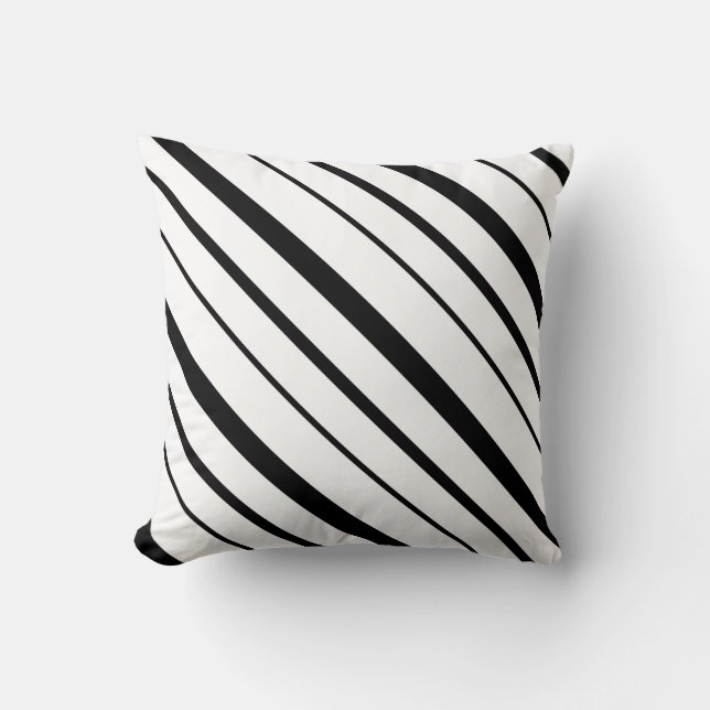 Black and White Graduated Stripes Cushion (Front)