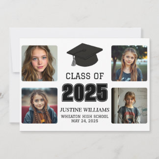 Black and White Graduation  Announcement