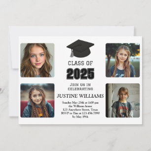 Black and White Graduation Invitation