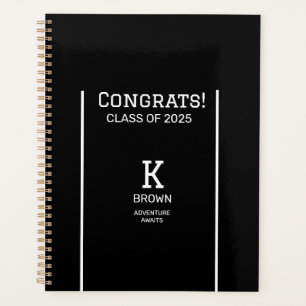 Black and White Graduation Monogram Planner