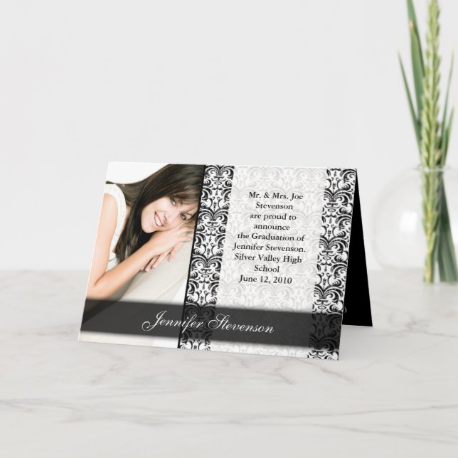 Black and White Graduation or Party Announcement (Front)