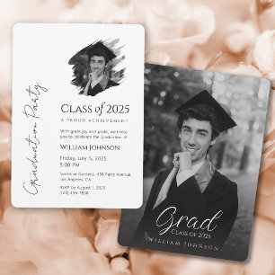 Black and White Graduation Party Invitation 2025