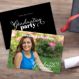 Black and White Graduation Party Photo Invitation