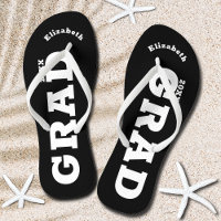 Black and White Graduation Senior Class Flip Flop