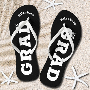 Black and White Graduation Senior Class  Flip Flop