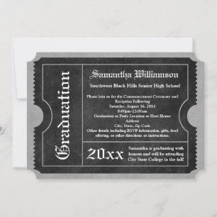 Black and White Graduation Ticket Invitations