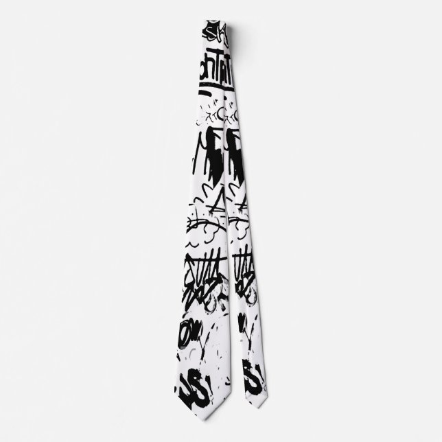 Black and White Graffiti Abstract Collage Tie (Front)