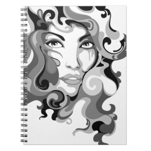 Black and white graffiti girl notebook