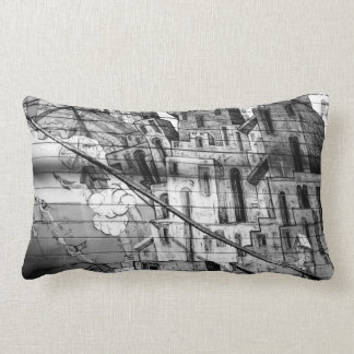 Black and White Graffiti in San Francisco Lumbar Cushion