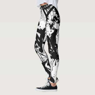 Black and white graffiti leggings