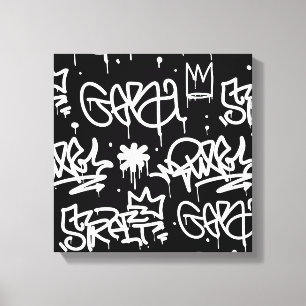Black and White Graffiti pattern Canvas Print