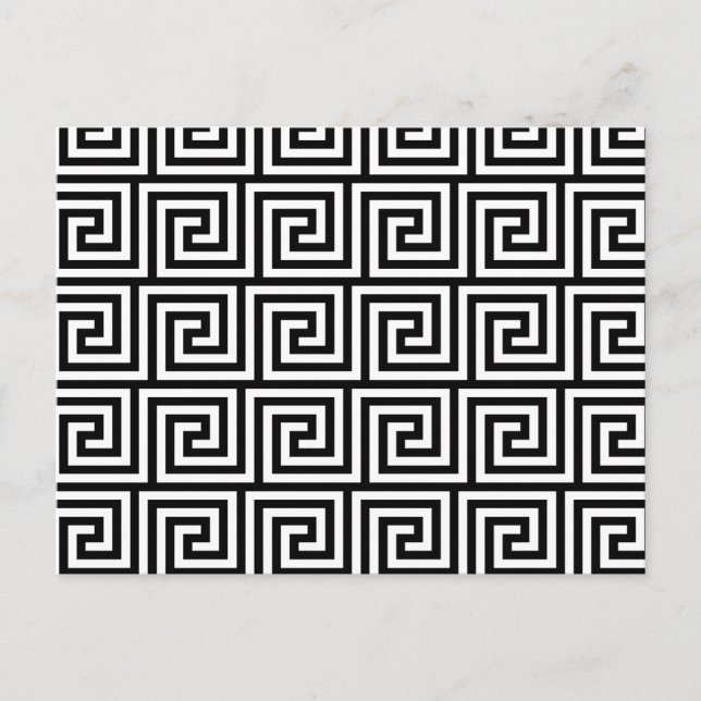 Black and White Graphic Greek Key Pattern Postcard (Front)