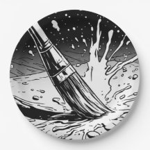 Black and White Graphic Style Brush Paint Splotch