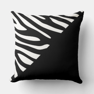 Black and White Graphic Zebra Half Pattern Cushion